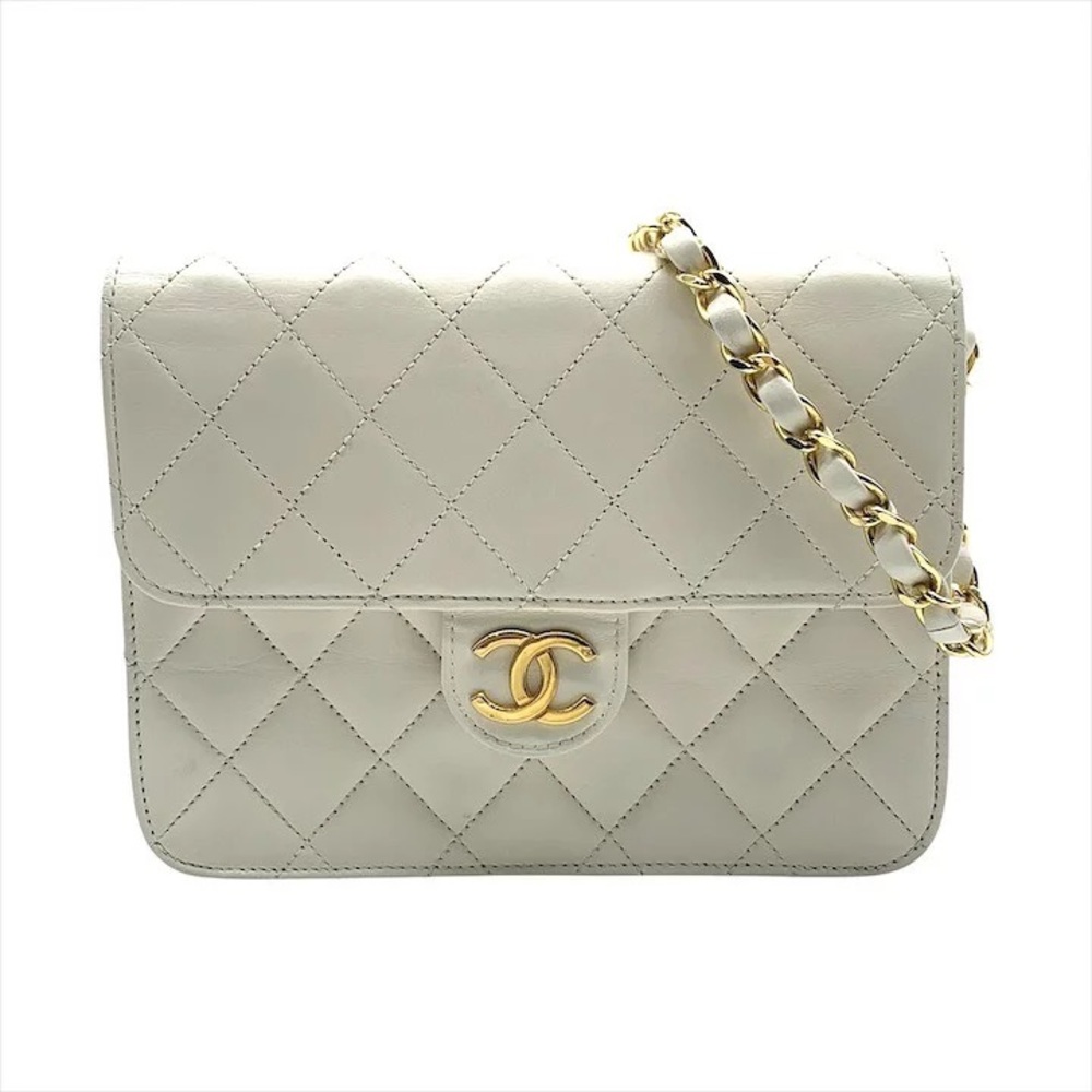 Authentic CHANEL mini classic flap 24k gold white lambskin shoulder bag - Picture 2 of 11